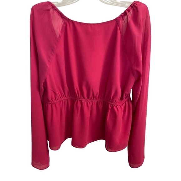Heatherly Hot Pink Deep V-Neck Peplum Top Size XXL NWT - Picture 4 of 6